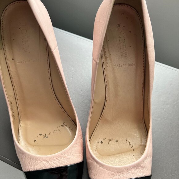 J. Crew Cap Toe Block Heel Pump Pink & Black Size 11 - Picture 3 of 5